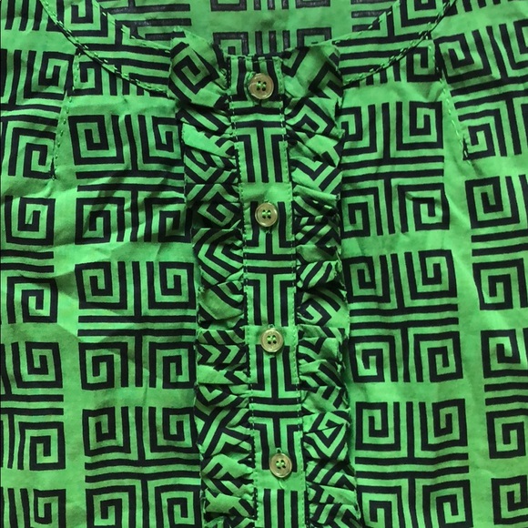 Tory Burch Ruffle Geometric Pattern Sleeveless Top - Picture 3 of 6